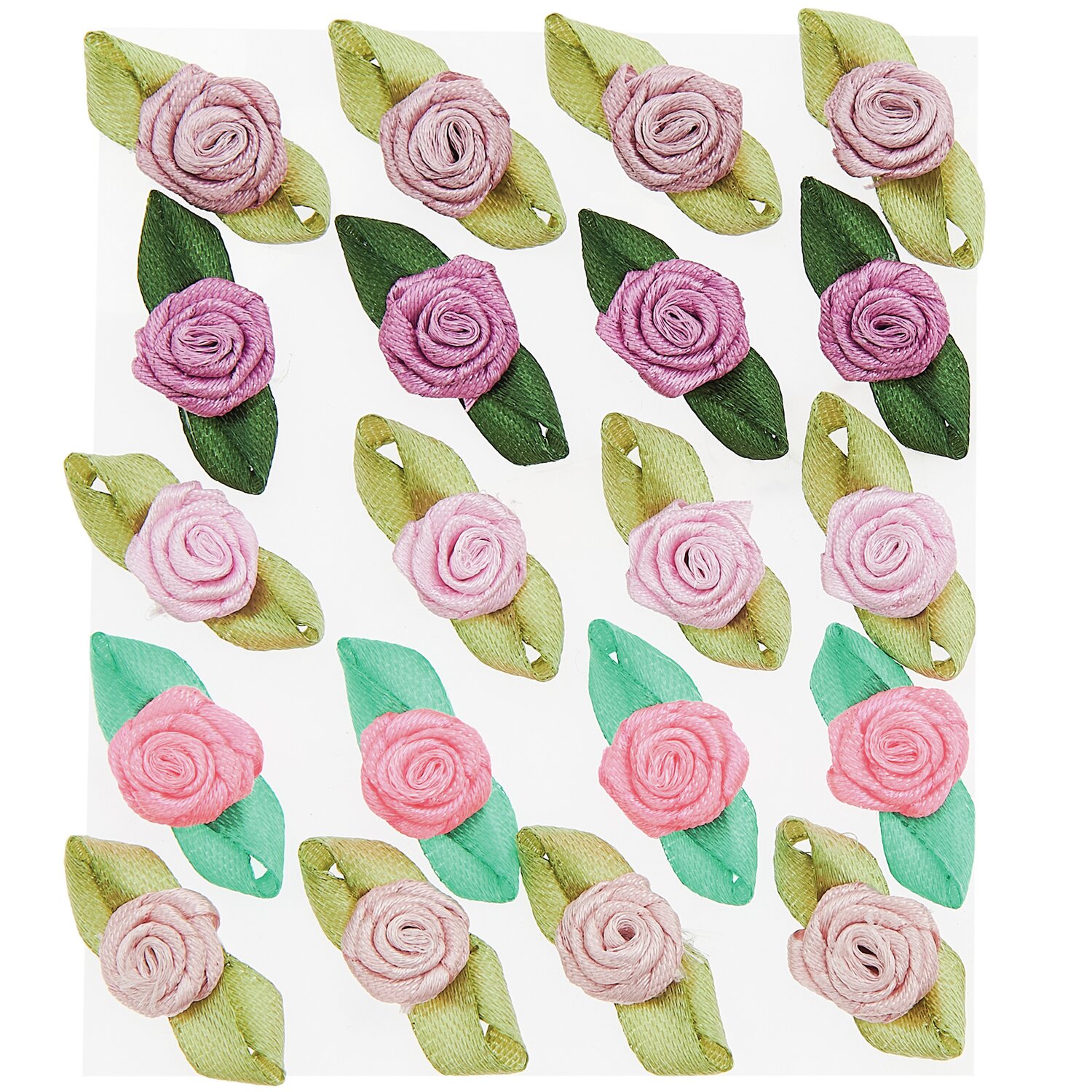 Röschen auf Schleife mit Klebepunkt, bunt gemischt, 1,2x2,5cm, 20 Stück von Rico Design.