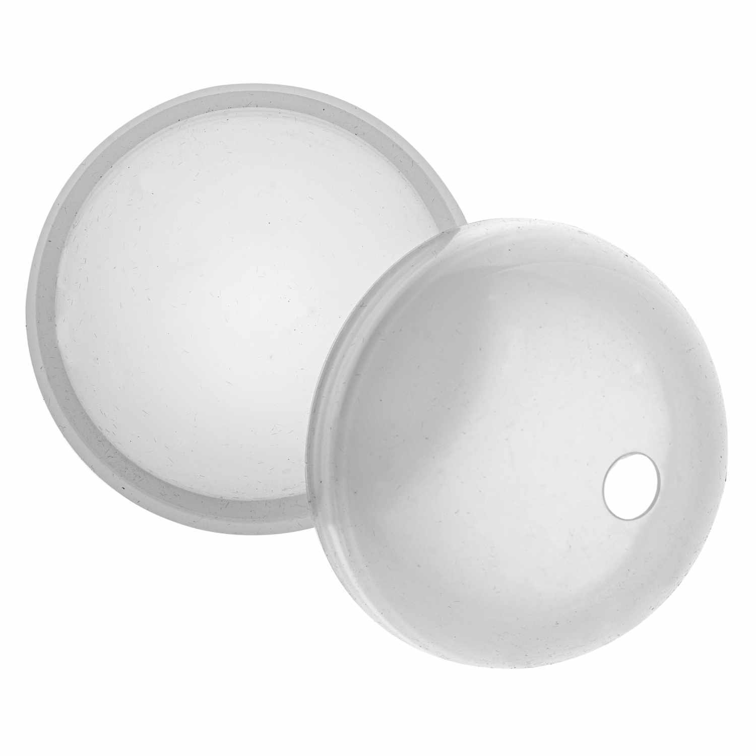 Silikonform Kugel Ø6cm von Glorex, transparent, bestehend aus zwei Halbkugeln mit glatter Oberfläche.