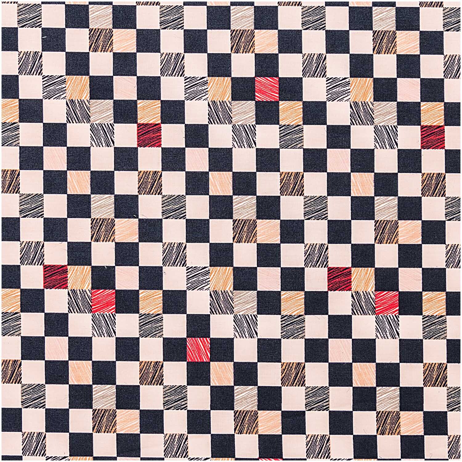 Druckstoff Jardin Japonais kariert rosa 140cm mit mehrfarbigem Schachbrettmuster von Rico Design.