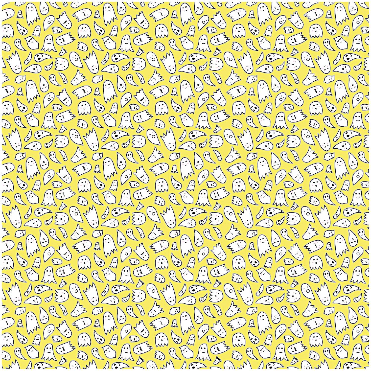 Stoff Geister gelb-silber 25x70cm beschichtet: Gelber Stoff mit silbernen Geistermotiven von Rico Design.