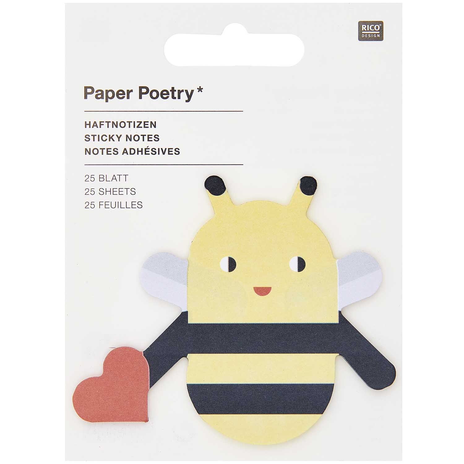 Paper Poetry Haftnotizen Biene 25 Blatt 110x90mm von Rico Design