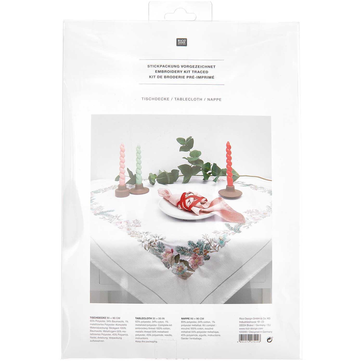 Stickpackung Tischdecke Christrosen 90x90cm von Rico Design