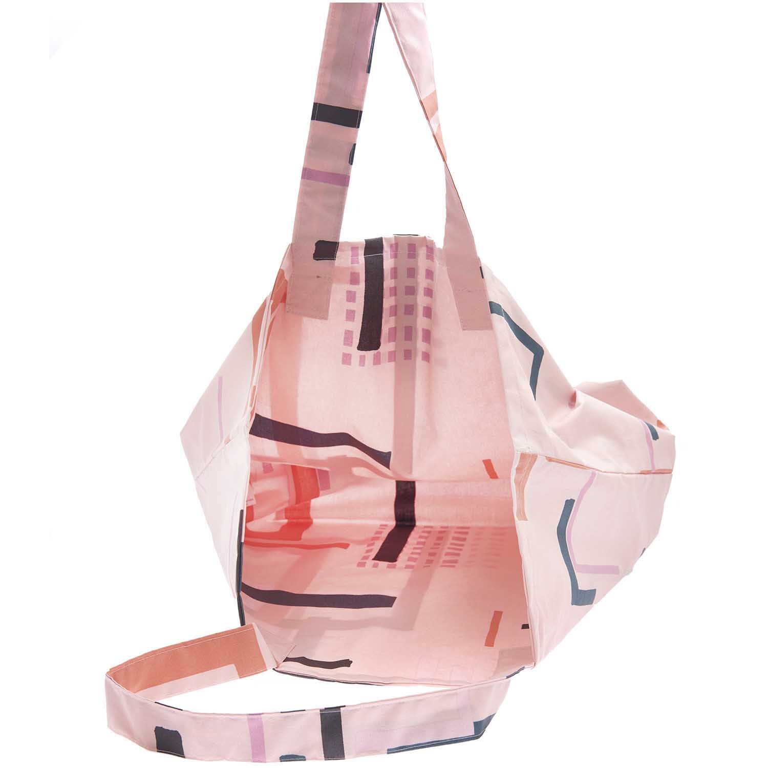 Shopper Okina Hana in Rosa mit geometrischem Muster, 41x55x19cm, von Rico Design. Ideal für stilvolles Einkaufen.