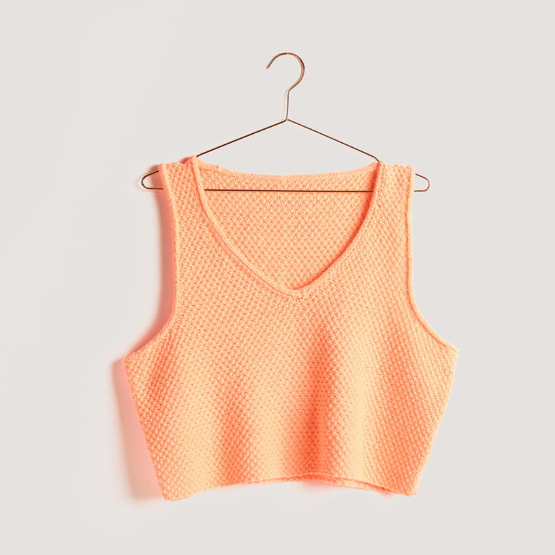 Gestricktes Top in Orange: Modell 09a aus dem Heft Vegan Cashmere