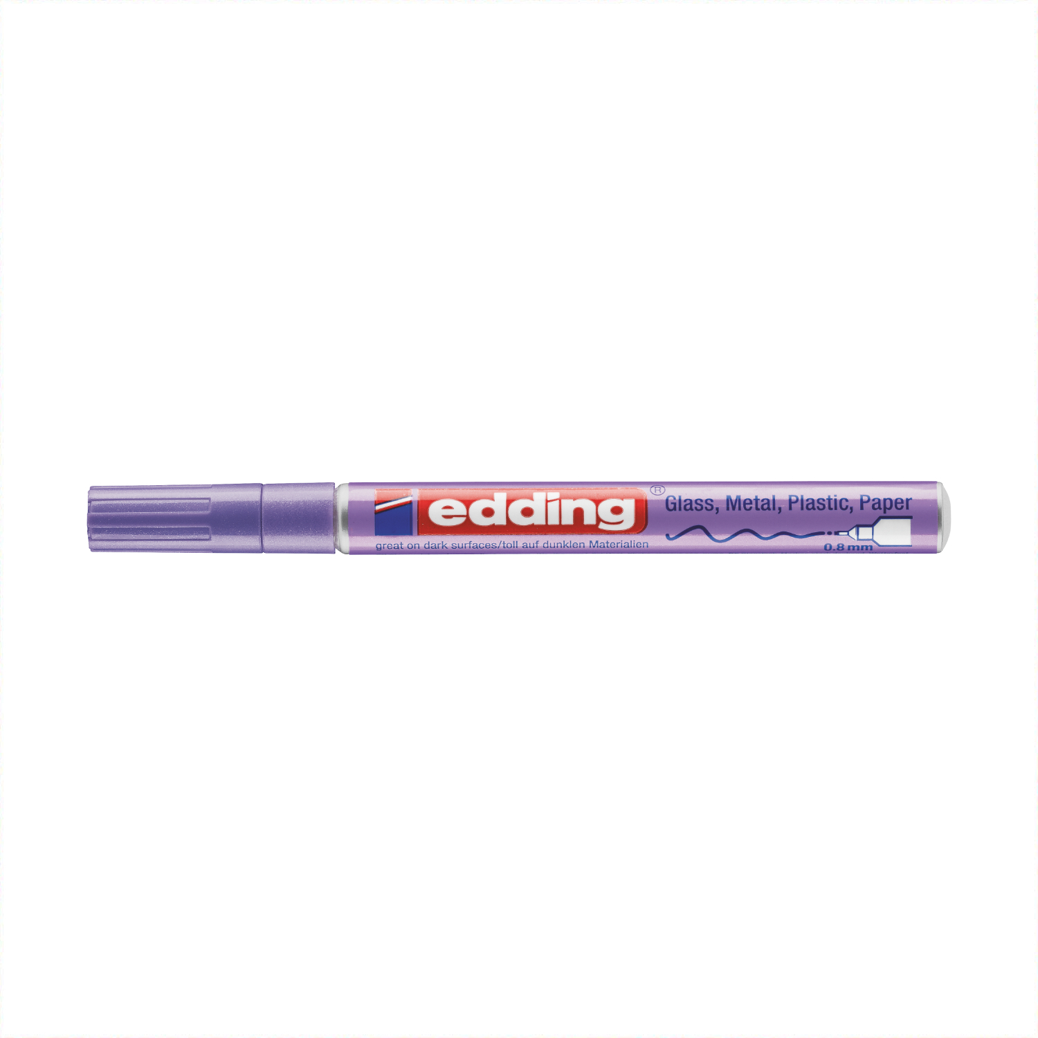 780 Glanzlackmarker von edding in Violett Metallic, ideal für Glas, Metall, Plastik und Papier.
