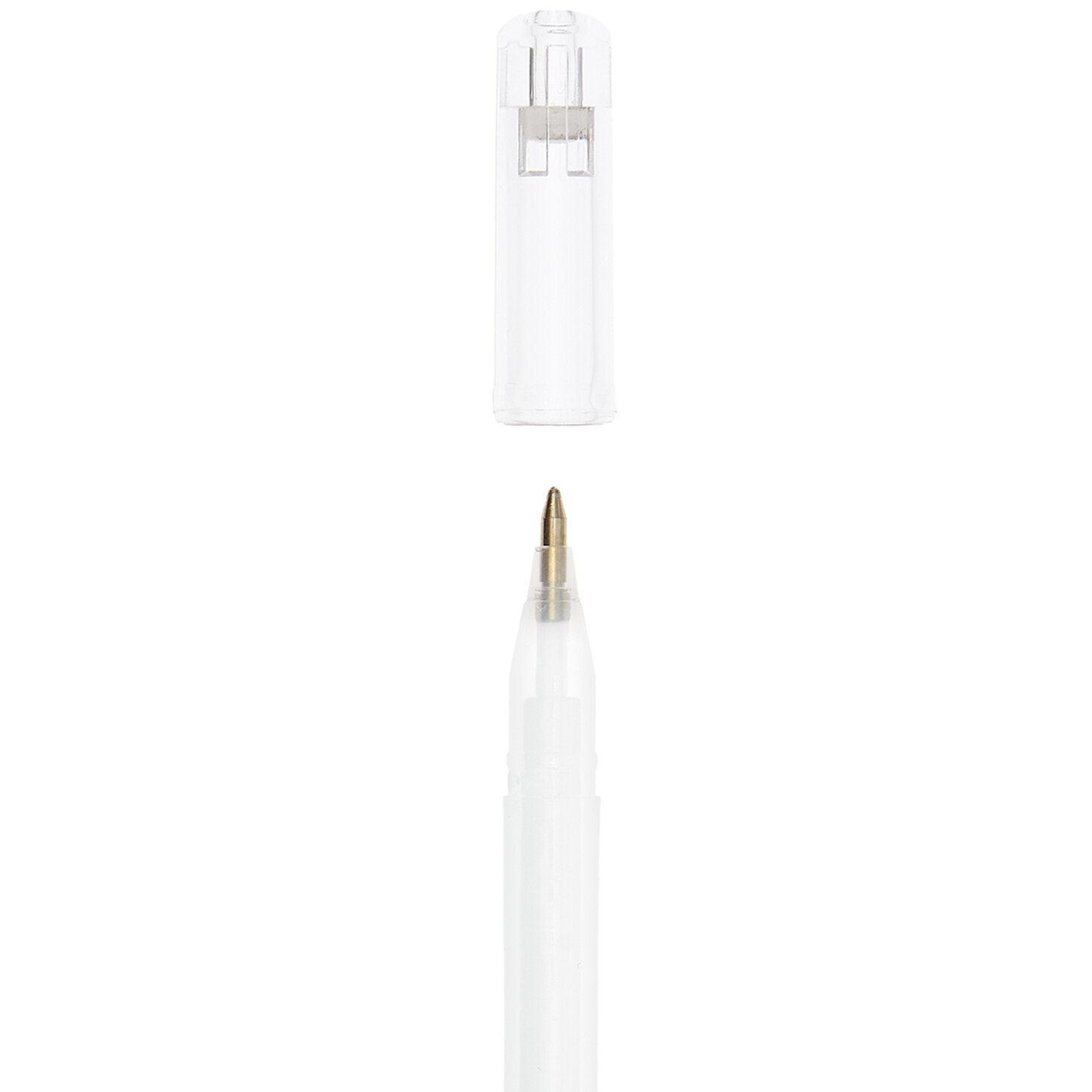 Gelstift Pastell 0,8mm von Rico Design in Weiß, mit abnehmbarem Deckel und feiner Spitze. Ideal für präzises Schreiben und Zeichnen.