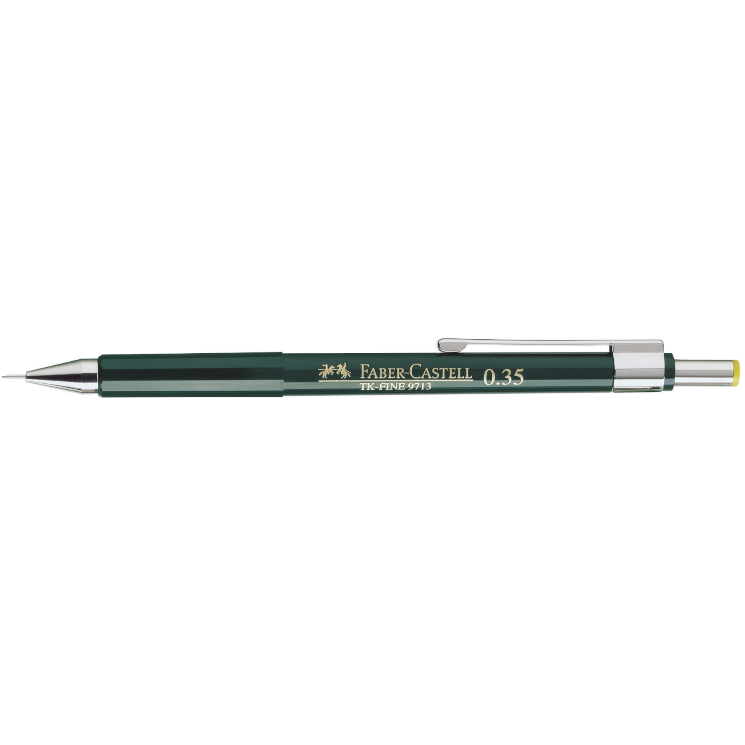 TK-Fine 9713 Druckbleistift von Faber Castell in Dunkelgrün, schlankes Design mit Metallclip.