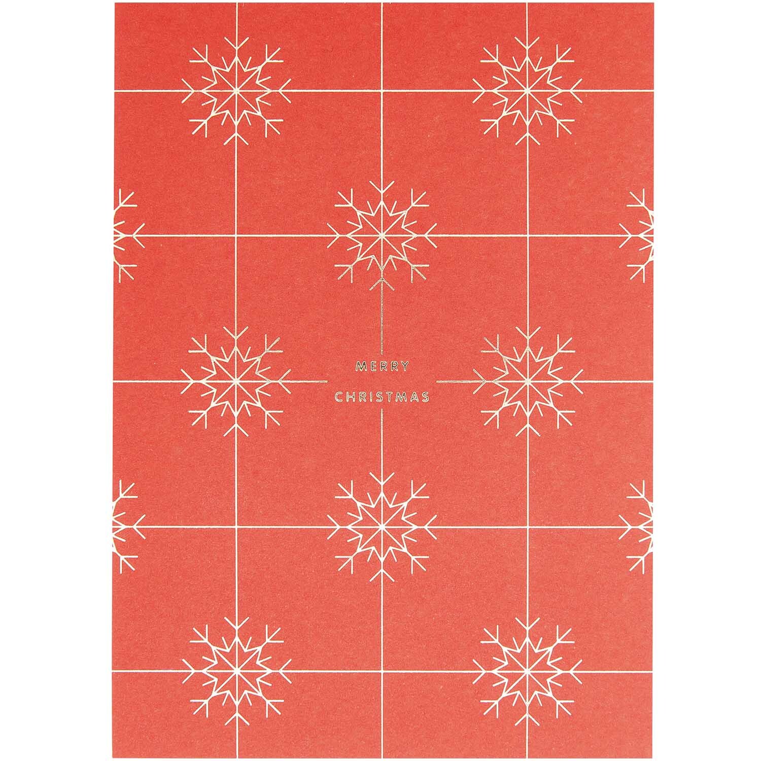 Paper Poetry Postkartenblock I love Christmas mit roten Karten und weißen Schneeflocken von Rico Design.