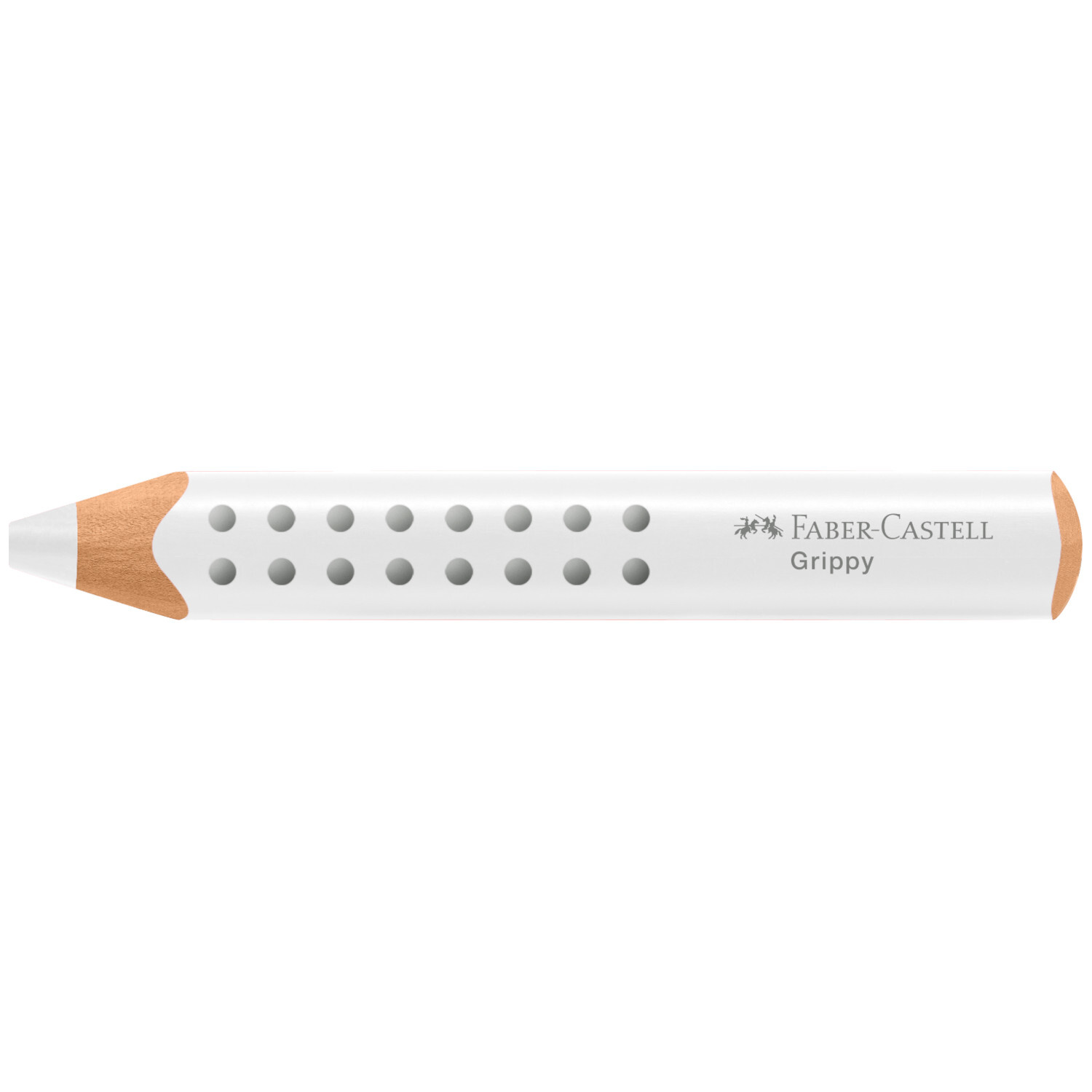 Buntstift Grippy in Weiß von Faber Castell, ergonomisches Design mit rutschfesten Noppen.