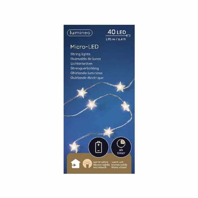 LED-Lichterkette Stern mit Timer batteriebetrieben warmweiß 195cm von Kaemingk 