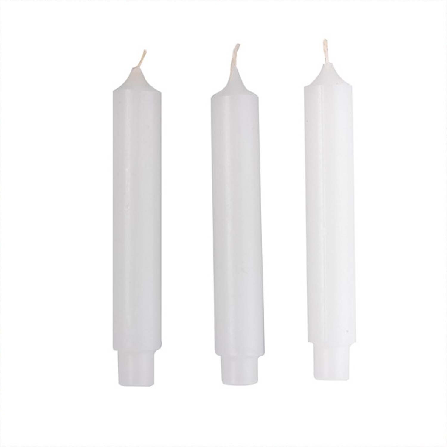 Lampionkerzen weiß 3 Stück von Amscan: Drei weiße Kerzen in zylindrischer Form, ideal für Dekorationen.