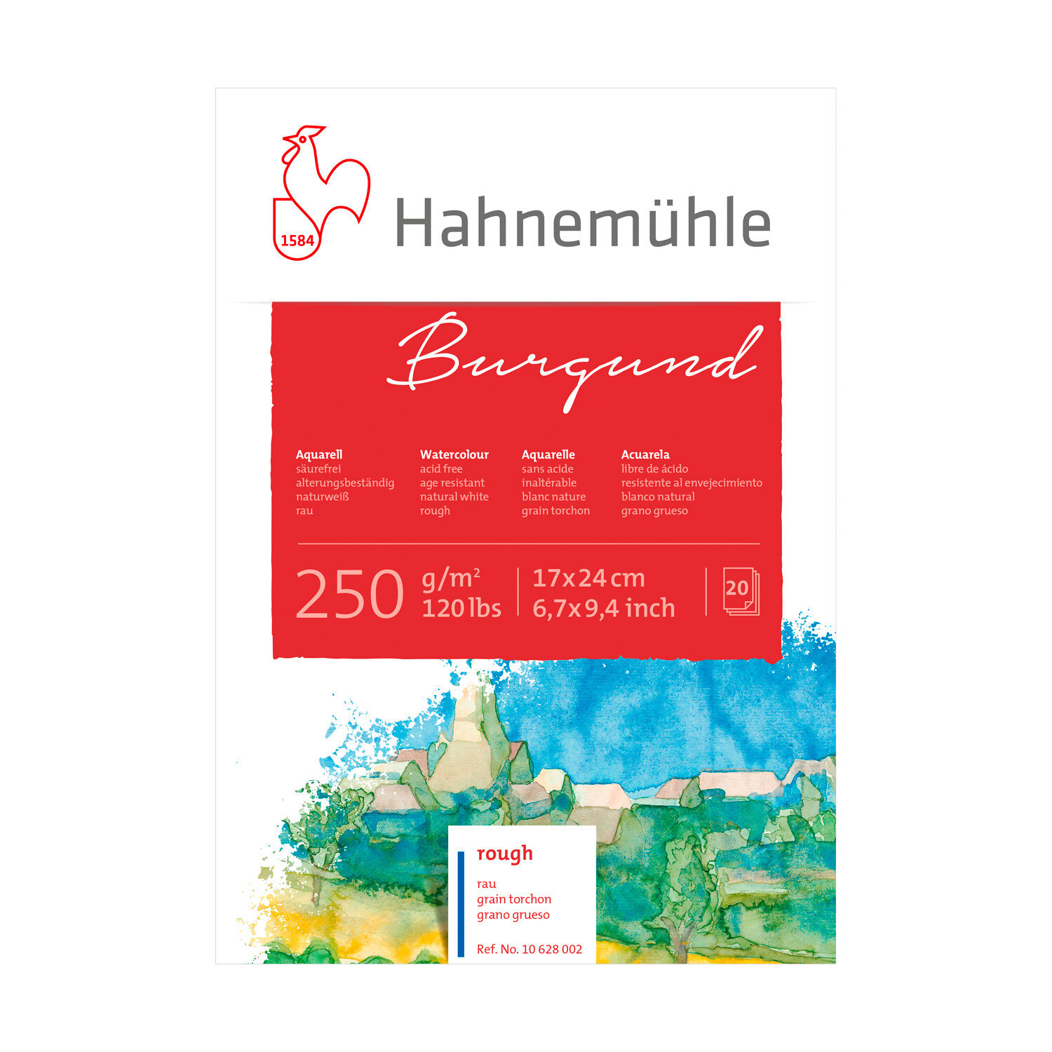 Aquarellblock Burgund rau 20 Blatt von Hahnemühle FineArt 