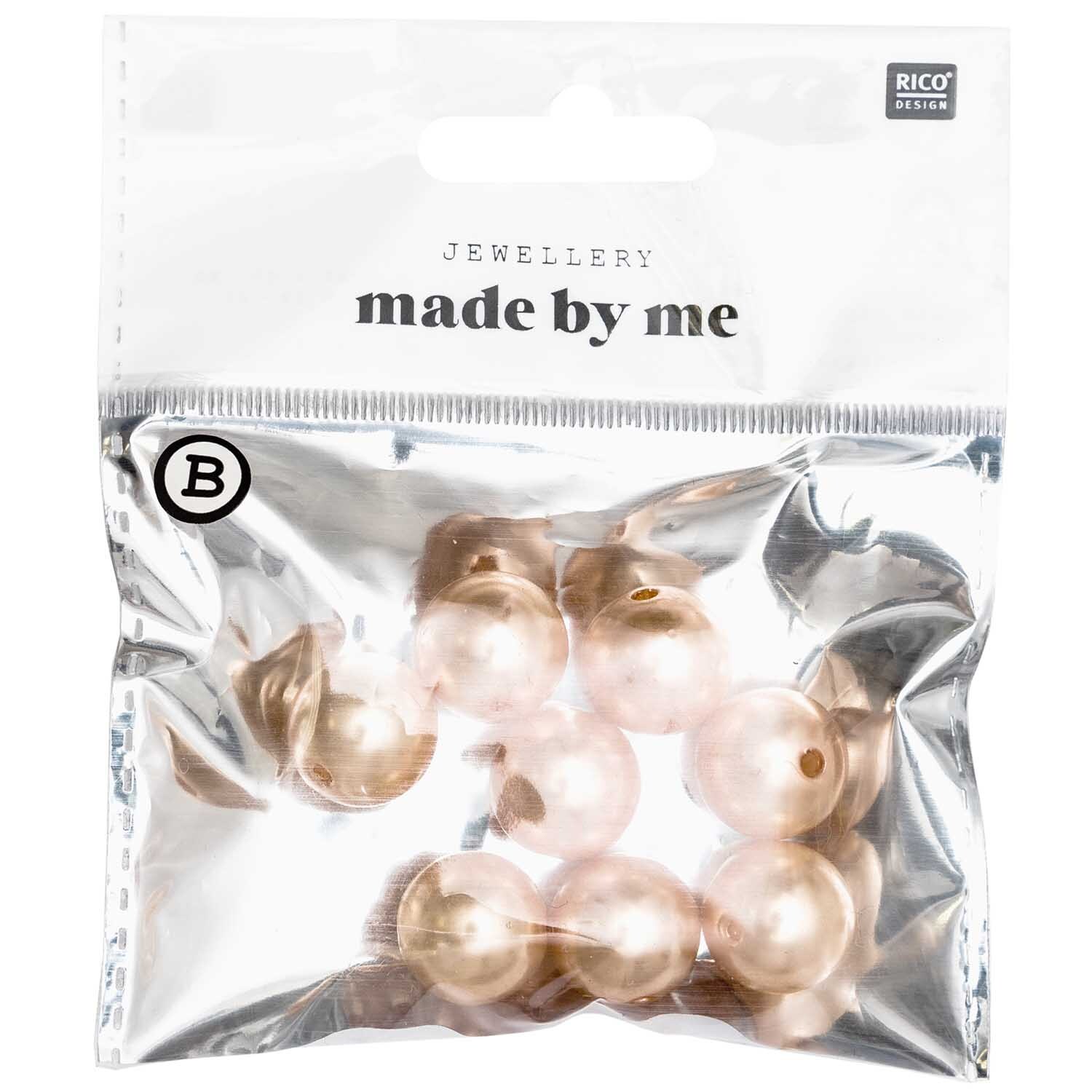 Renaissance-Perle 16mm 6 Stück von Rico Design in einer transparenten Verpackung, ideal für Schmuckherstellung.