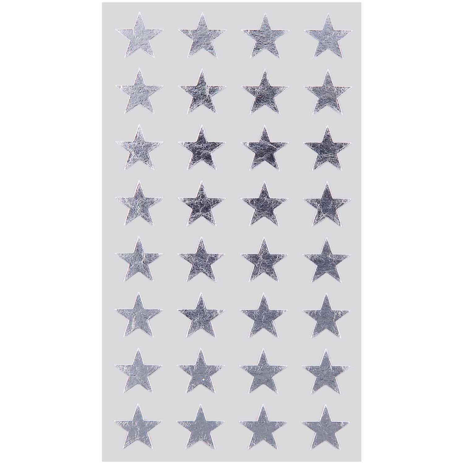 Paper Poetry Sticker Sterne in Silber von Rico Design, 13mm, auf 4 Bögen, ideal für kreative Projekte.