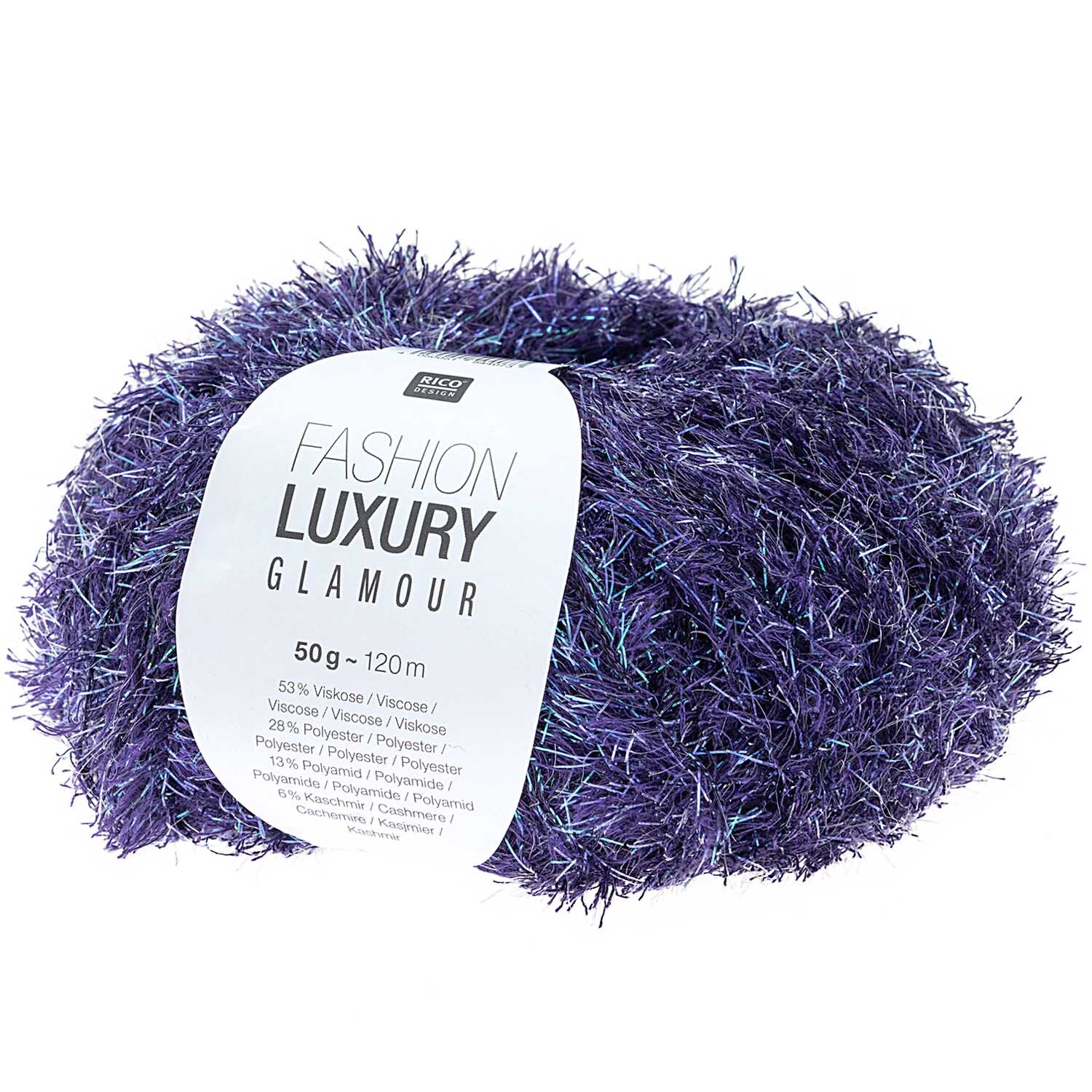 Fashion Luxury Glamour: Weiches, lila Garn von Rico Design, 50g, 120m, ideal für kreative Strickprojekte.