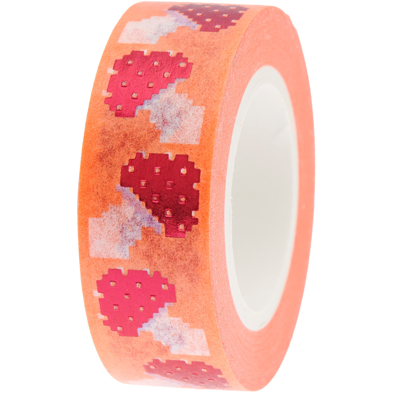 Paper Poetry Tape Shrooom Big Reds mit roten Pilzmuster auf orangefarbenem Hintergrund, 1,5cm x 10m, von Rico Design.