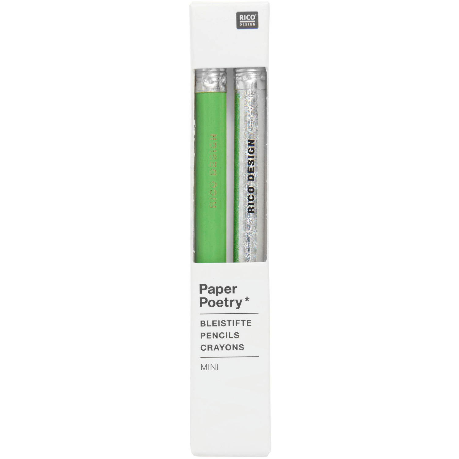 Paper Poetry Mini-Bleistiftset Grün/Silber 2 Stück von Rico Design