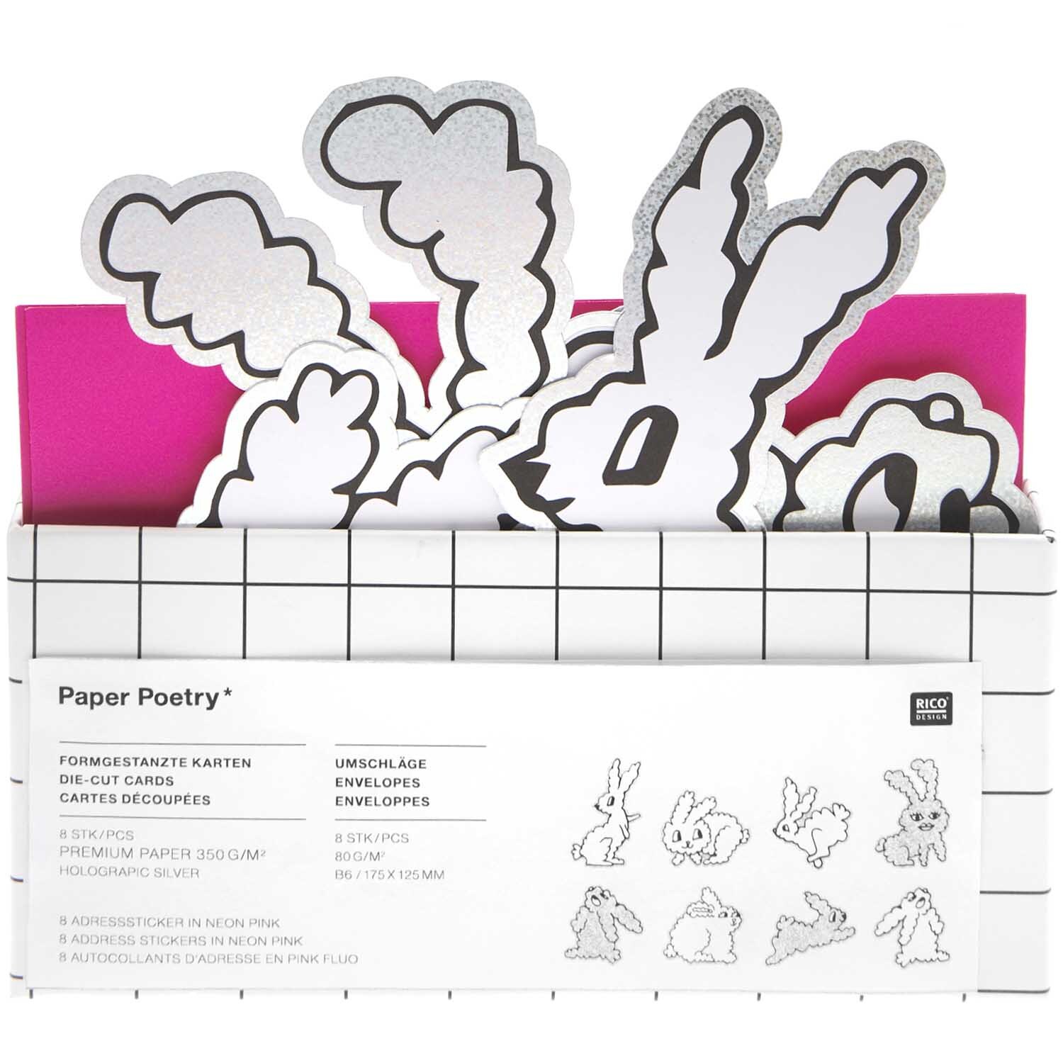 Paper Poetry Kartenset Futschikato Hasen 24-teilig von Rico Design