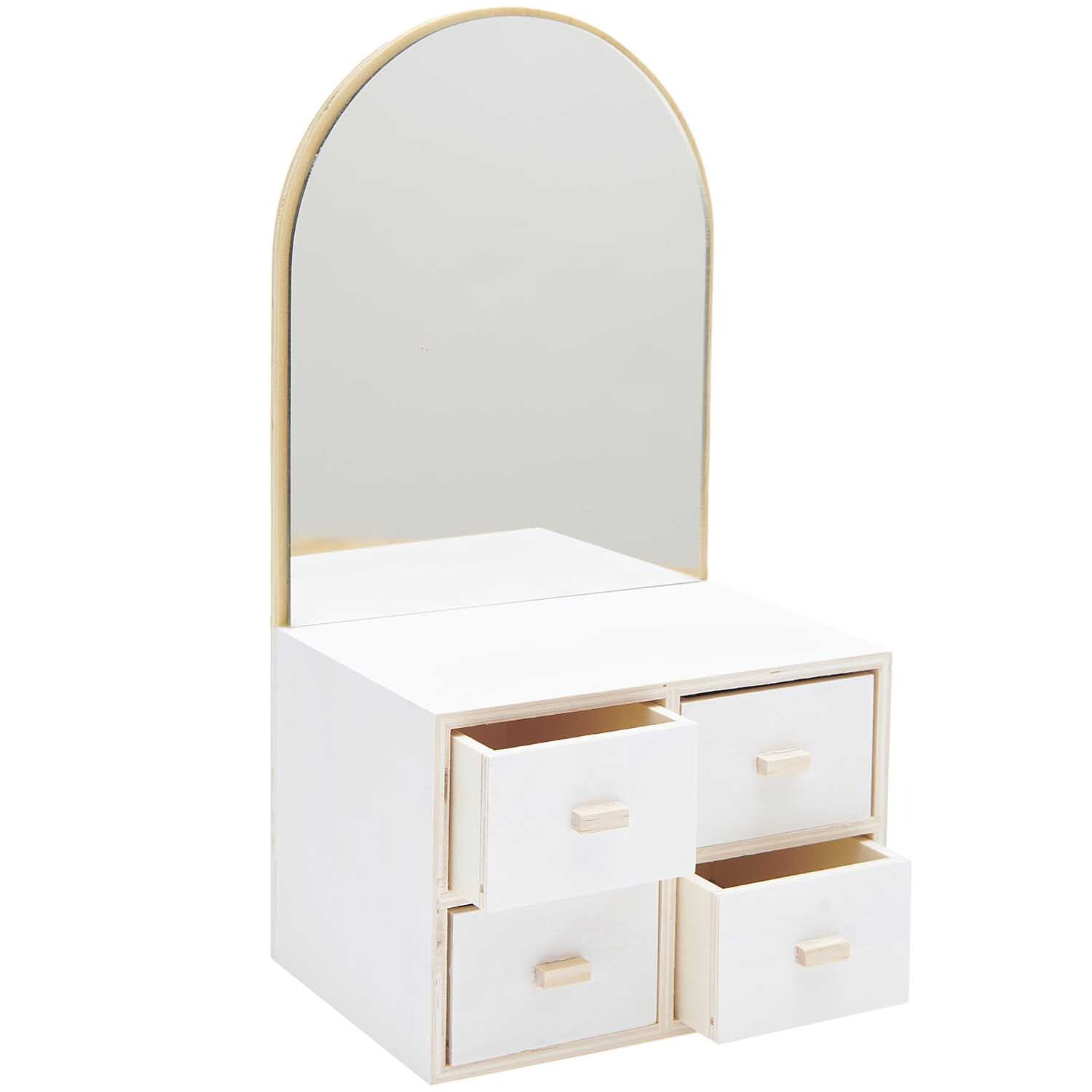 Kommode aus Holz mit Spiegel, vier Schubladen, von Rico Design. Ideal für Schlafzimmer oder Flur.