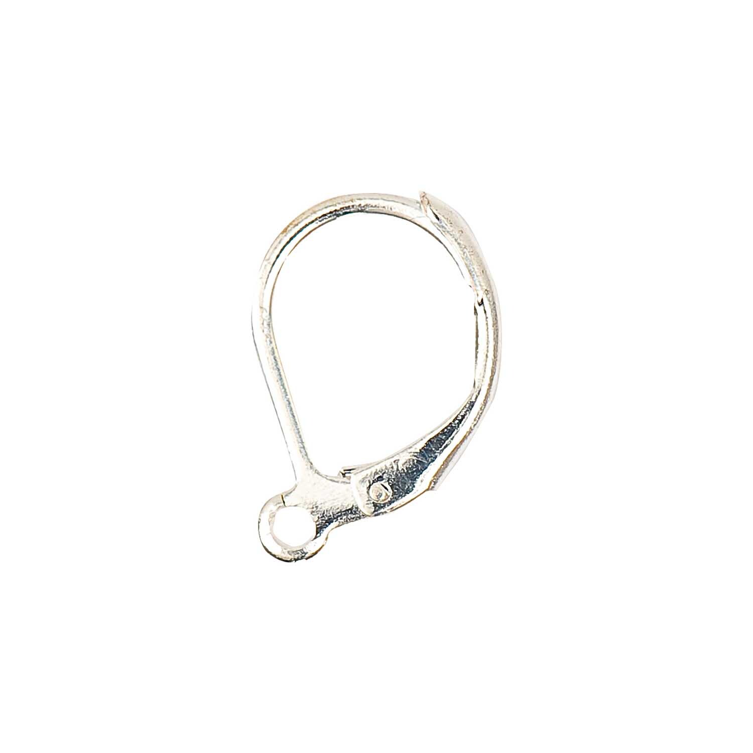 Brisur silber 15mm 2 Stück von Rico Design, zeigt eine silberne Ohrring-Verschlussmechanik.