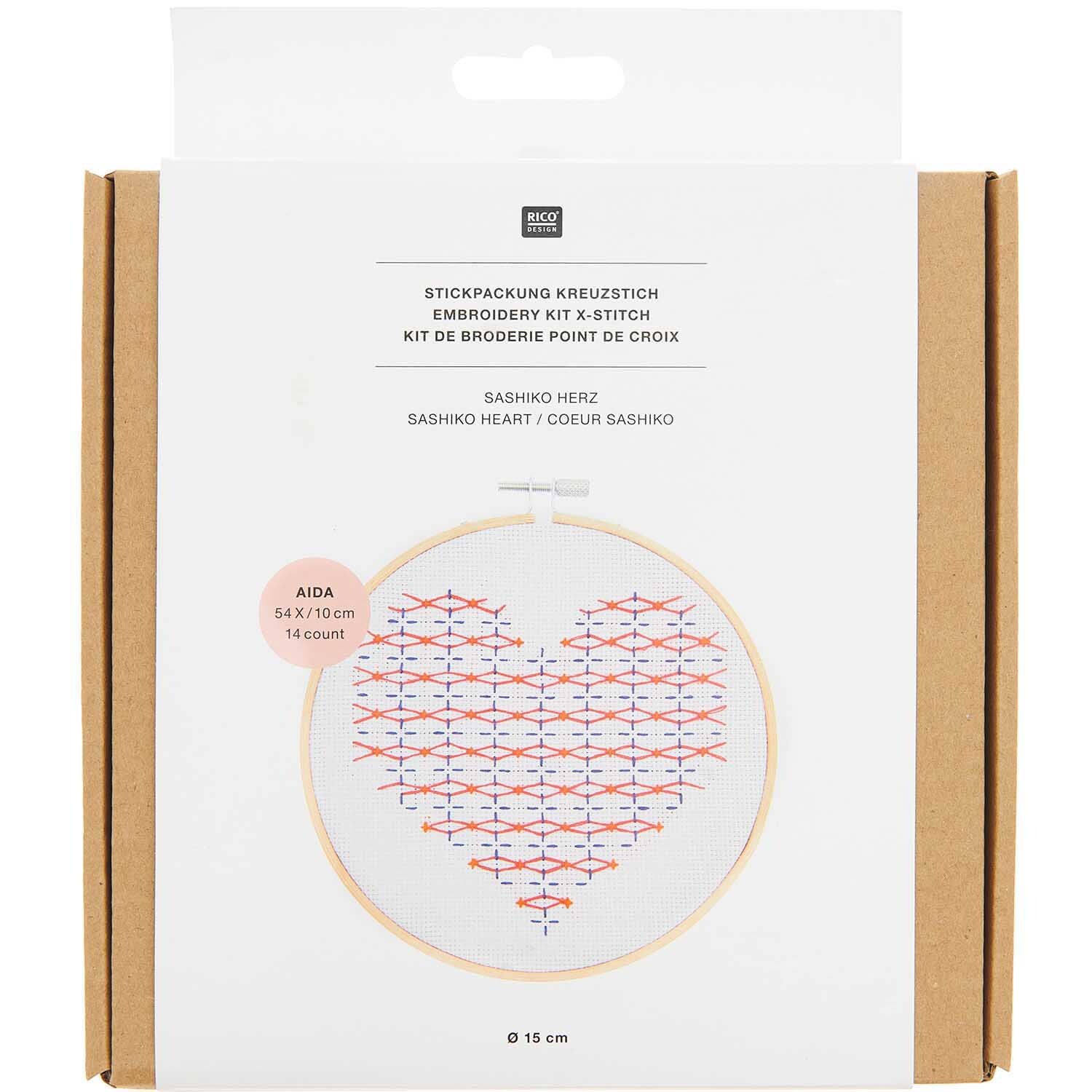 Stickpackung Sashiko Herz von Rico Design