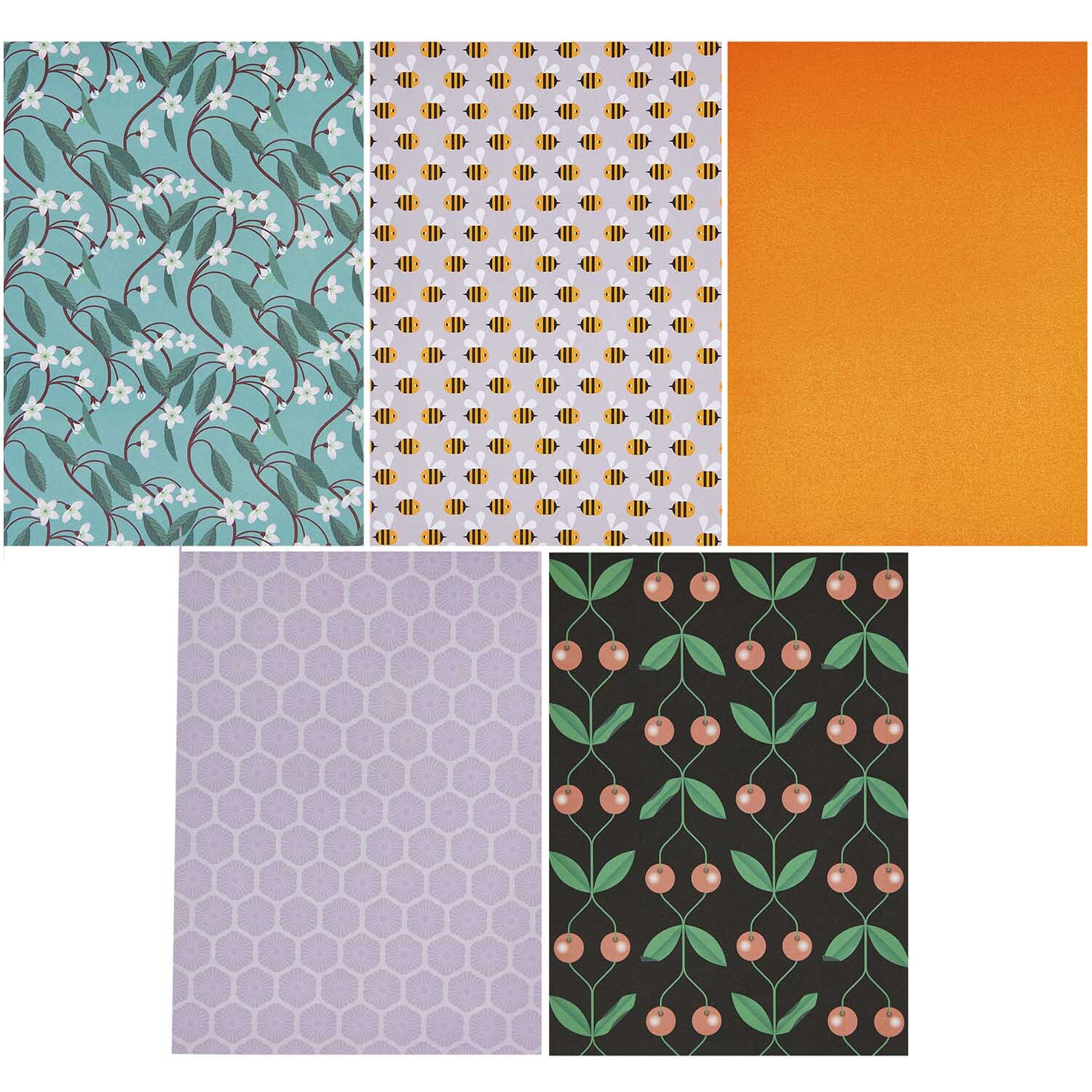 Paper Poetry Motivpapierblock Just Bees + Fruits + Flowers 30 Blatt von Rico Design