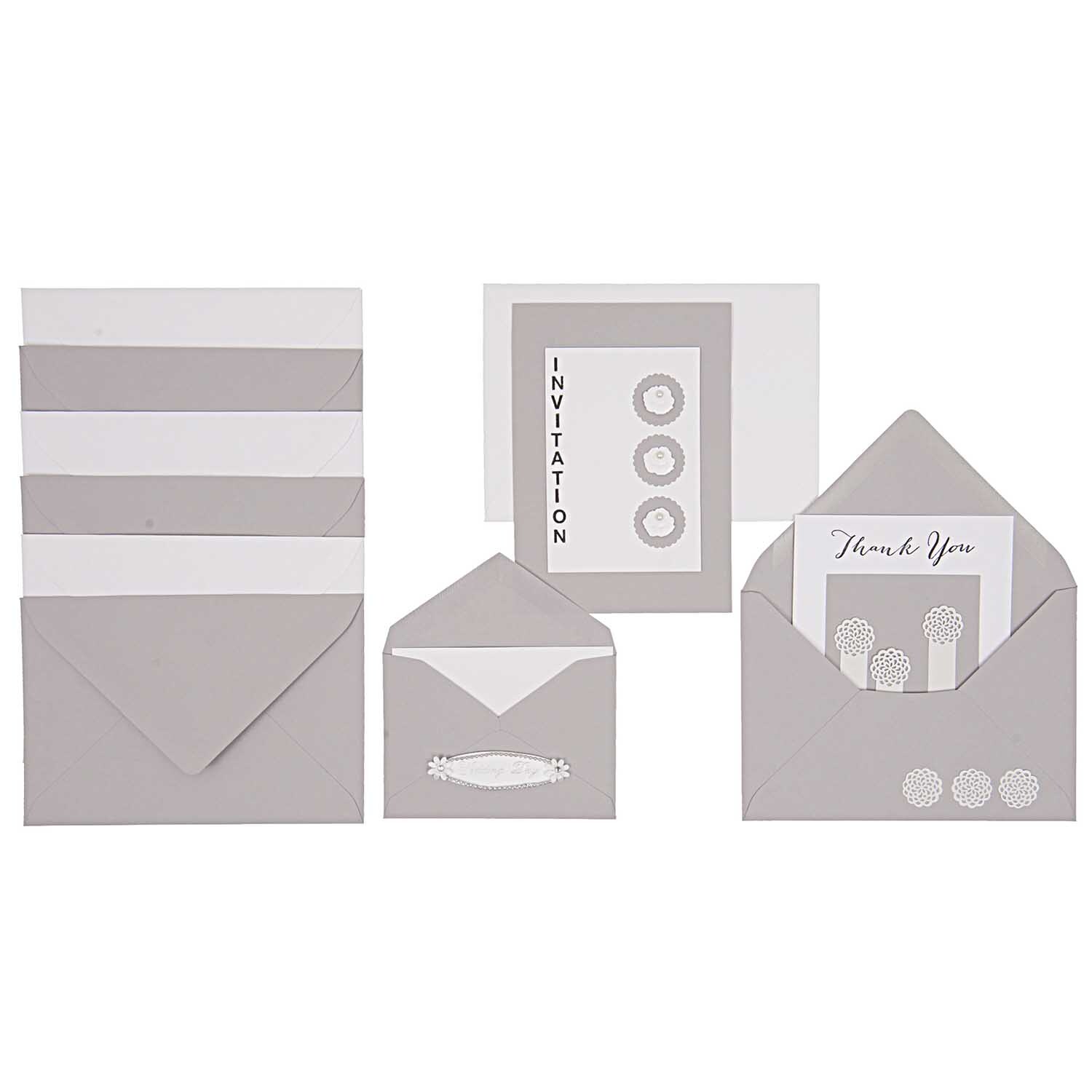 Paper Poetry Stanzer Kreis Wellenmuster 3,8cm von Rico Design: Graue Umschläge und Karten mit stilvollen Mustern für Einladungen und Danksagungen.