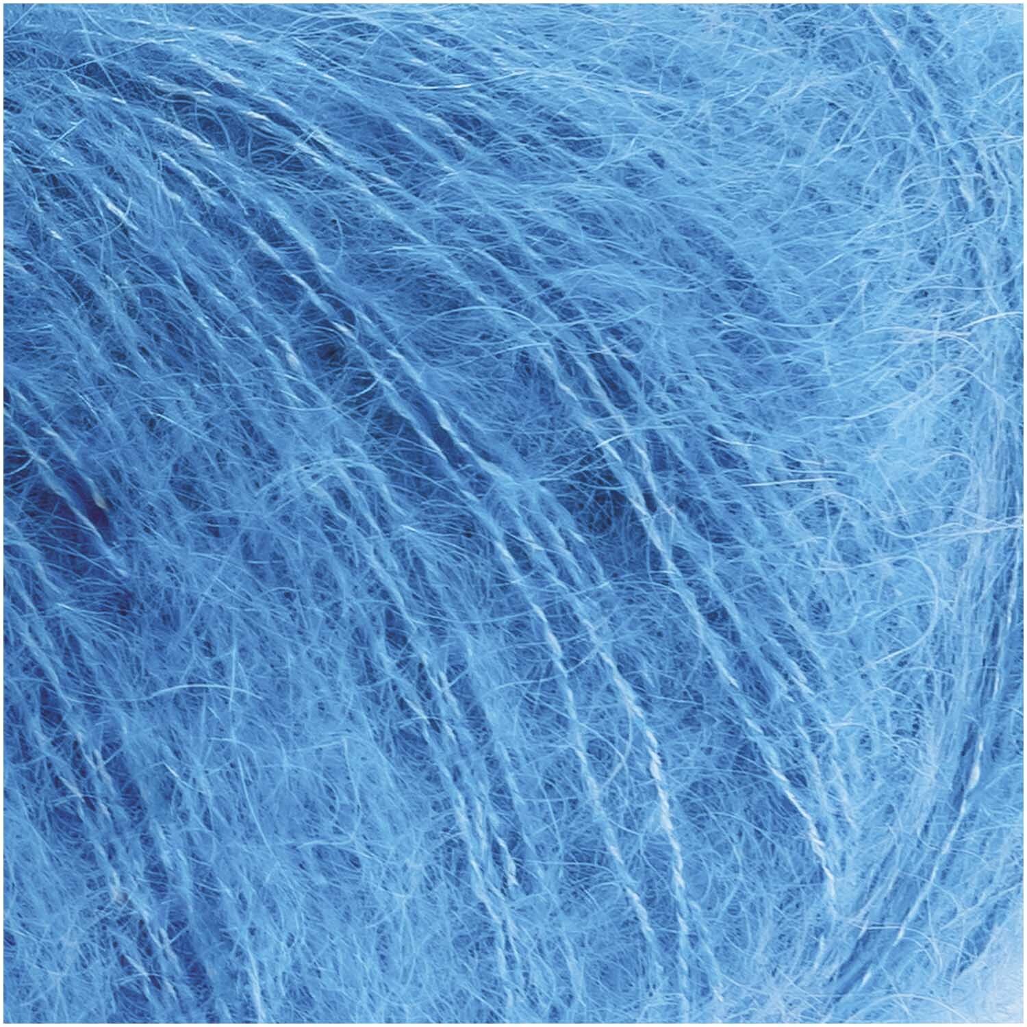 Essentials Super Kid Mohair Loves Silk: Weiches, azurblaues Garn von Rico Design, ideal für leichte Strickprojekte.