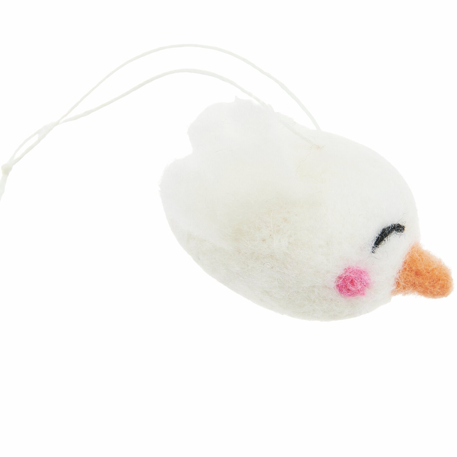 Aufhänger Filz-Vogel 3D von Rico Design in Weiß. Niedlicher Vogel aus Filz mit rosa Wangen und orangefarbenem Schnabel, ideal als Dekoration.