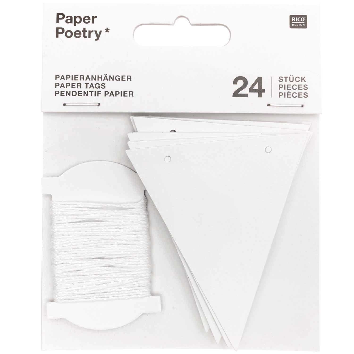 Papierwimpel weiß 6,5x7,5cm 24 Stück von Rico Design