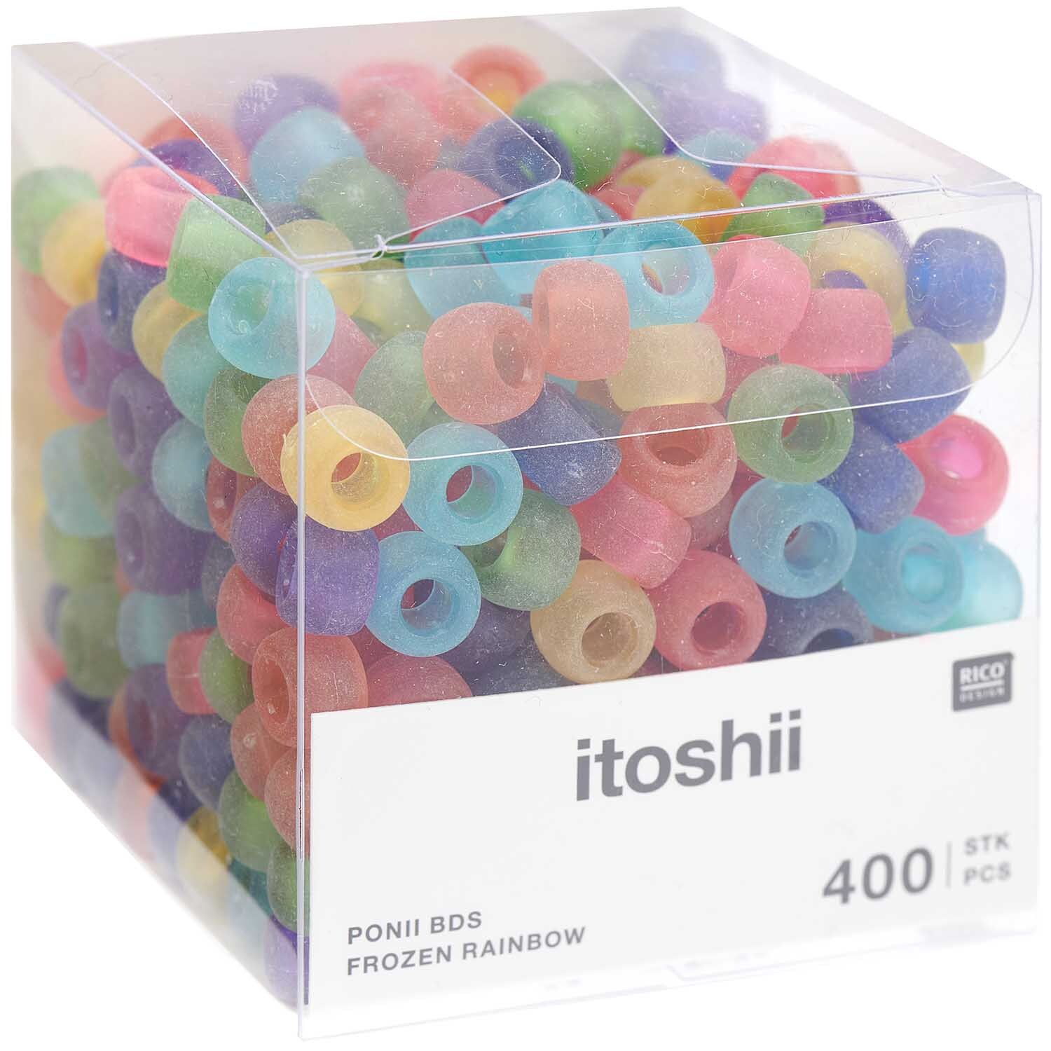 itoshii - Ponii Beads frozen Regenbogen 9x6mm 400 Stück von Rico Design