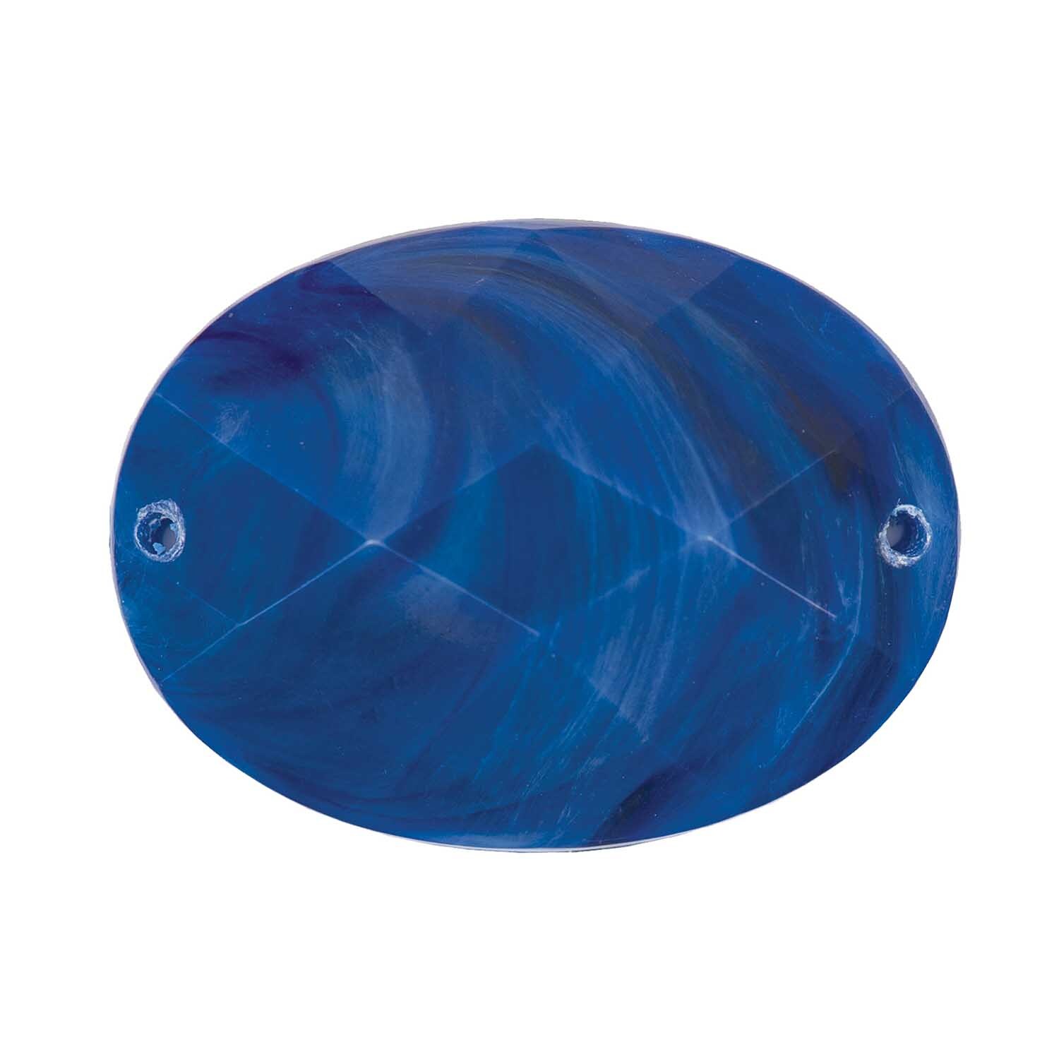Aufnähstein oval 37x27mm von Rico Design in tiefem Blau, ideal für kreative Nähprojekte.