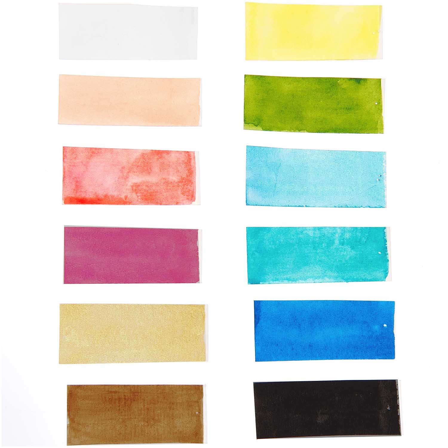 ART Essential Aquarellfarben Pastel Colours zeigt 12 leuchtende Pastelltöne von Rico Design.