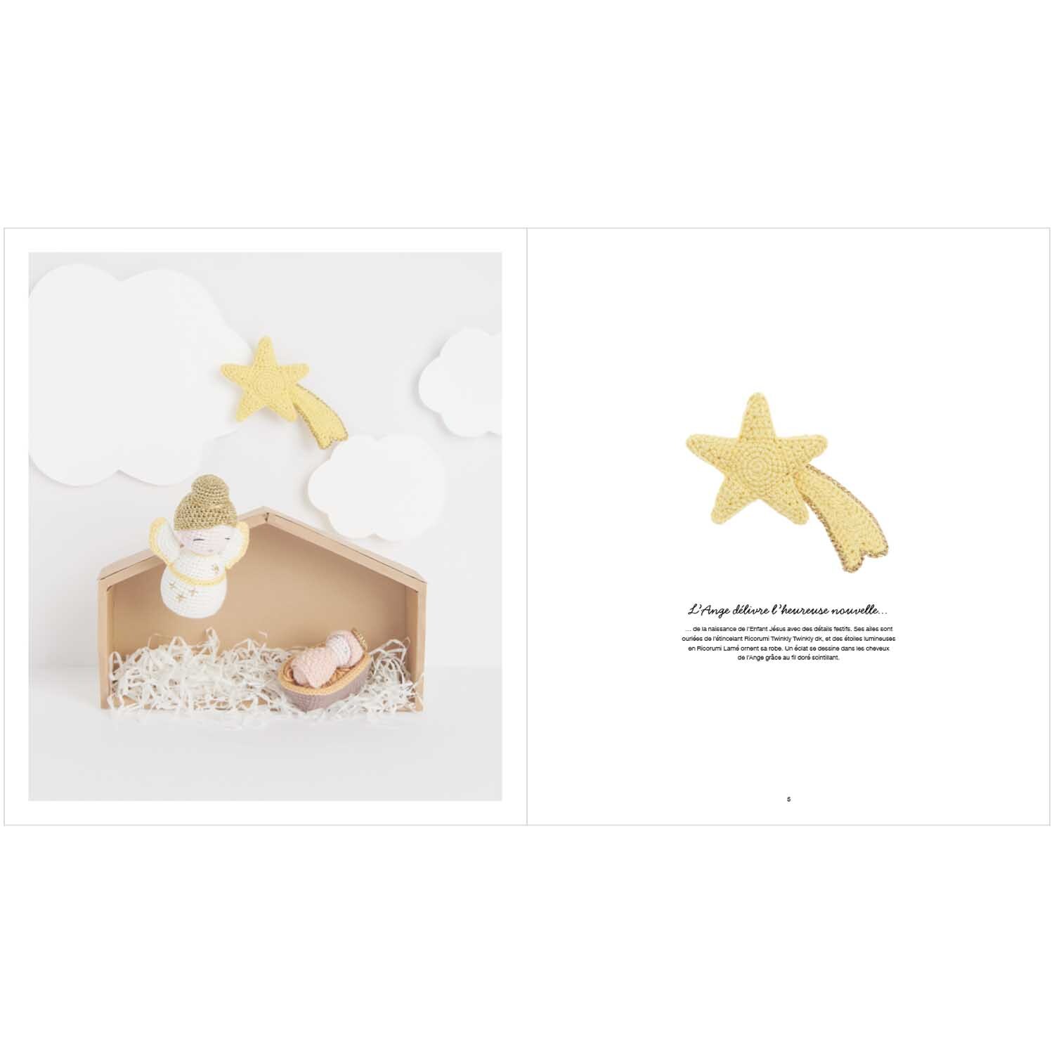 Ricorumi Weihnachtskrippe französisch: Eine Krippe mit Engel und Stern, gestaltet von Rico Design.