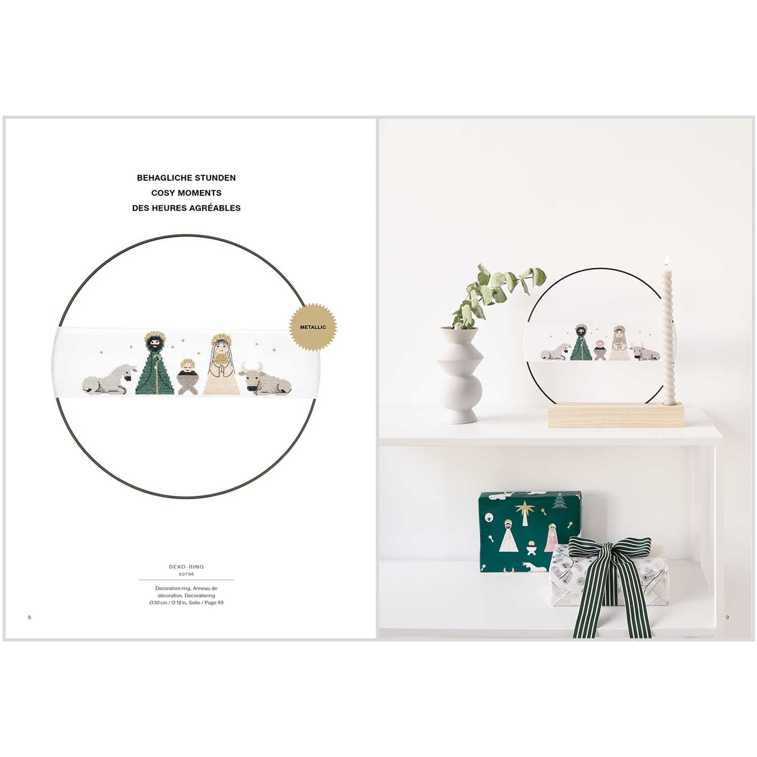 Stickbuch Christmas Joy Nr. 182 zeigt ein stilvolles Weihnachtsdesign von Rico Design mit festlichen Motiven.