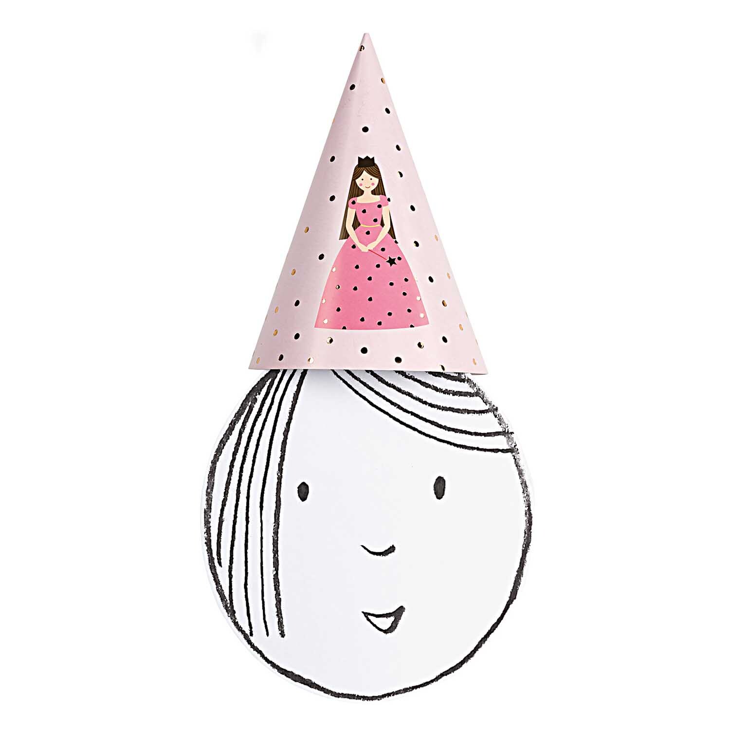 Partyhüte Prinzessin 20cm 8 Stück: Bunte Partyhüte mit Prinzessin-Motiv von Rico Design, ideal für Kindergeburtstage.