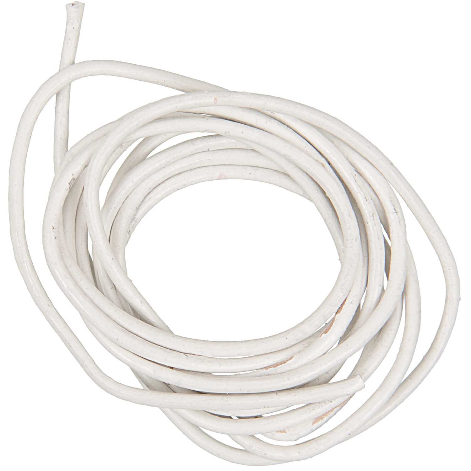 Lederband 1,5mm 1m von Rico Design in Weiß, aufgerollt und bereit für kreative Projekte.