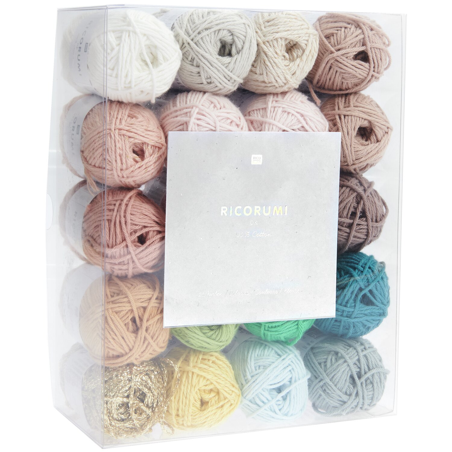 Ricorumi Garnset "Weihnachtskrippe", 20-teilig, in verschiedenen Farben von Rico Design, in transparenter Verpackung.