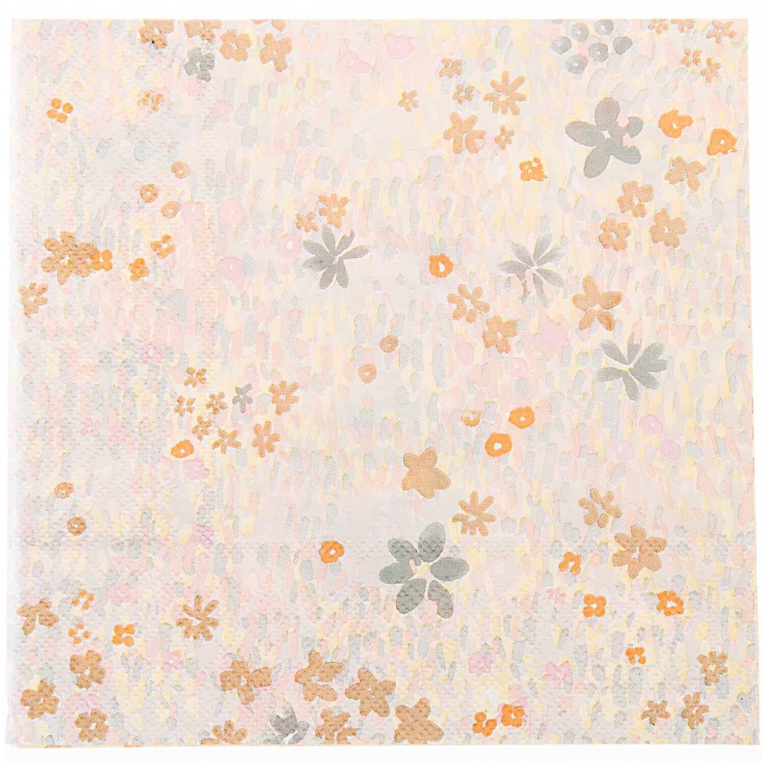 Servietten Crafted Nature mit Blumenwiese-Muster in sanften Gelbtönen, ideal für Frühlingsdekorationen.