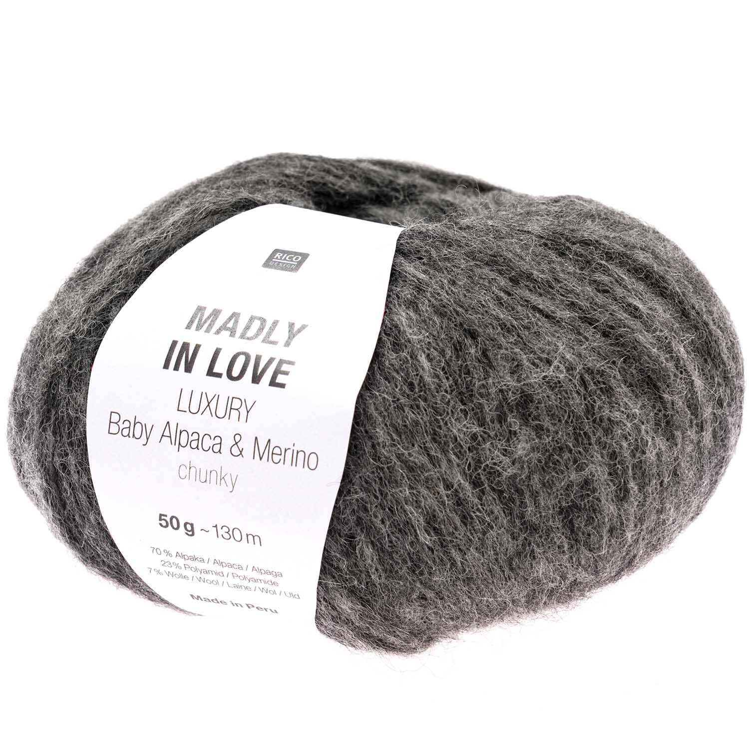 Luxury Baby Alpaca & Merino chunky Wolle in Anthrazit von Rico Design, ideal für Stricksets.