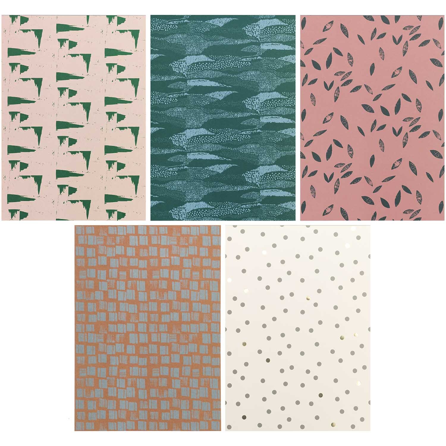 Paper Poetry Motivpapierblock Nature Matters mit 30 Blättern zeigt diverse Naturmuster in Rosa, Grün und Beige von Rico Design.