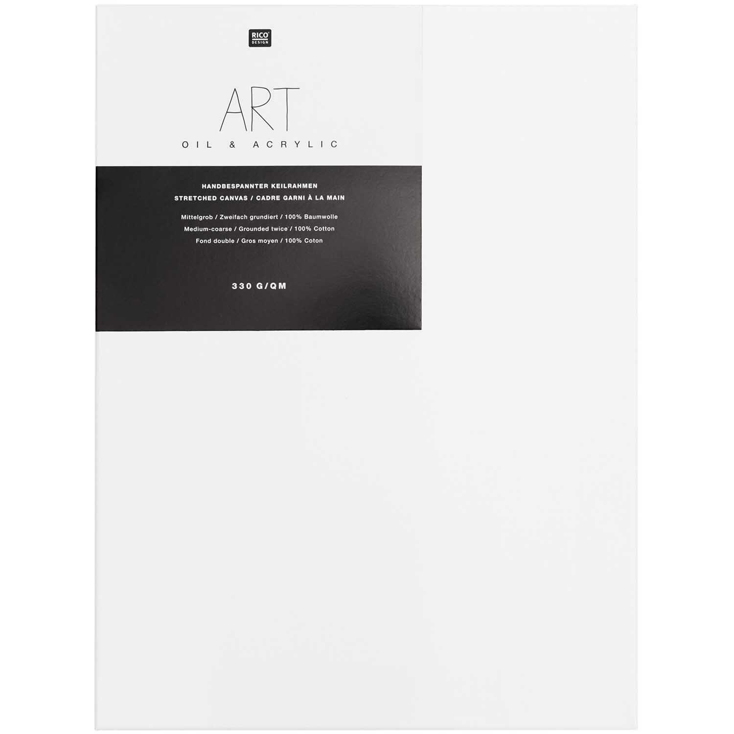 ART Keilrahmen von Rico Design, ideal für Öl- und Acrylmalerei, auf weißem Hintergrund.