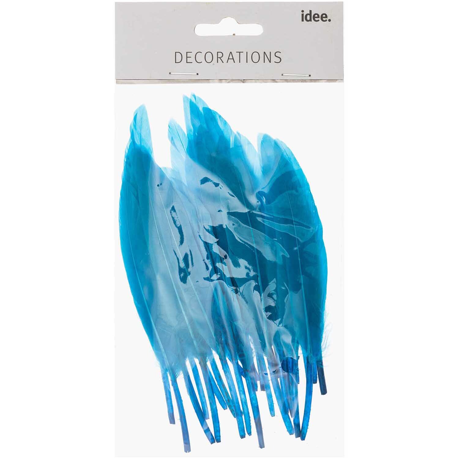 Federn 24 Stück in Aquablau von idee. Creativmarkt, ideal für kreative Dekorationsprojekte.