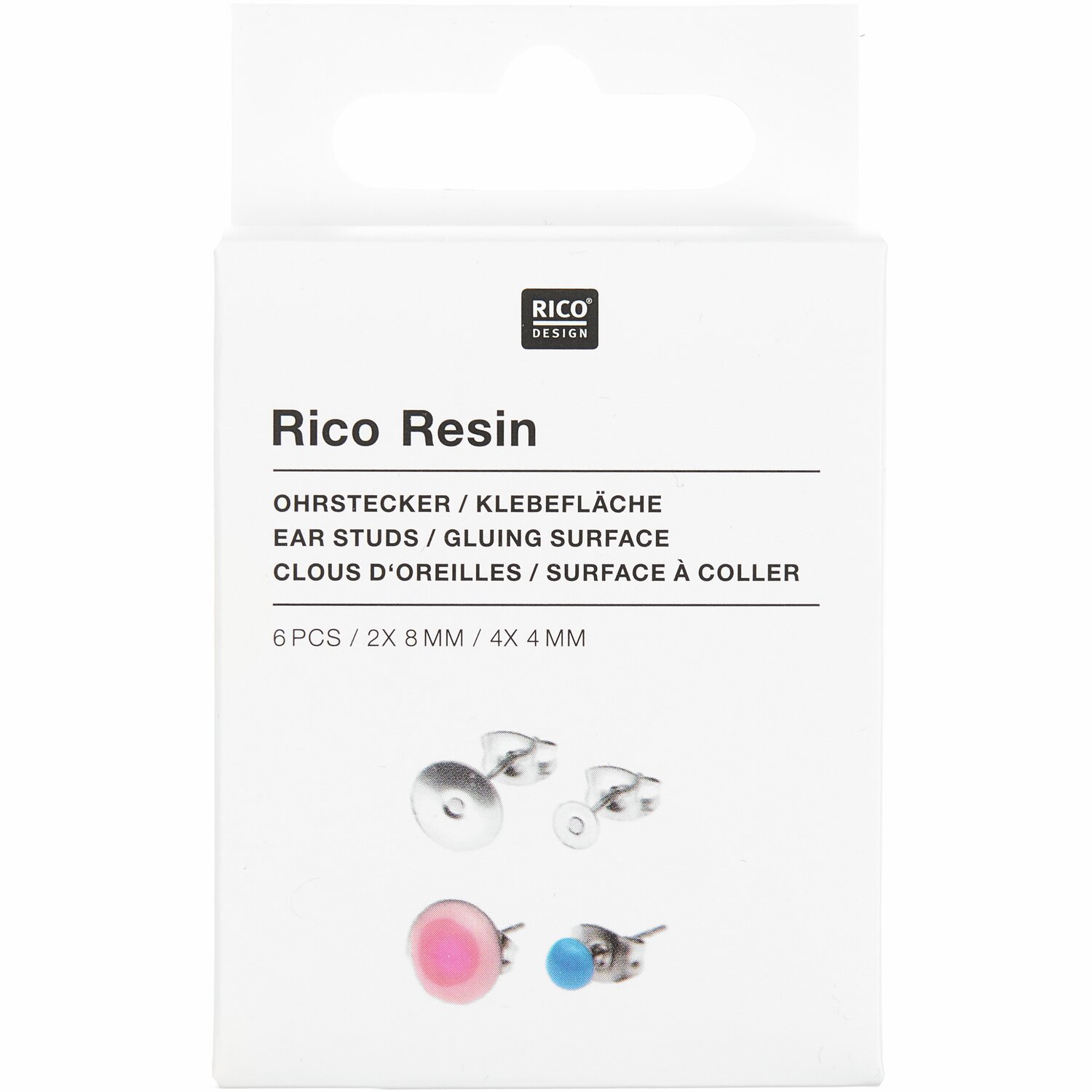 Ohrstecker mit runder Klebefläche  6 Stück von Rico Design