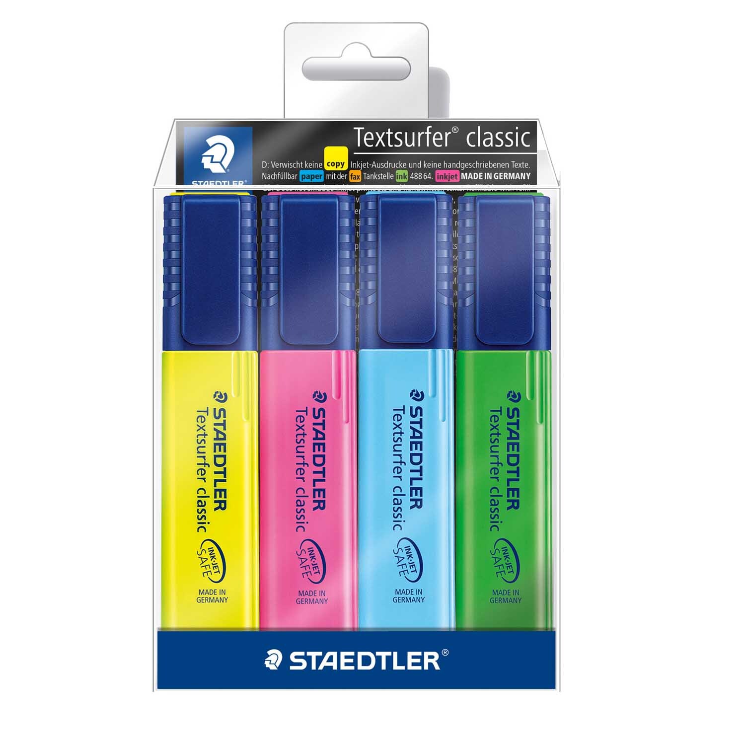 Textmarker 4er Set in leuchtenden Farben, ideal für Schule und Büro, von Staedtler.