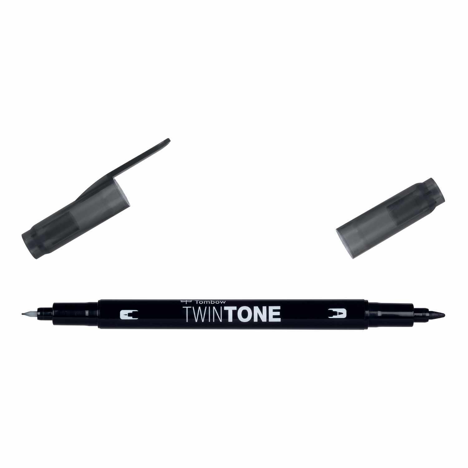 TwinTone Fasermaler in Schwarz von Tombow, mit zwei abnehmbaren Kappen, ideal für präzises Zeichnen.