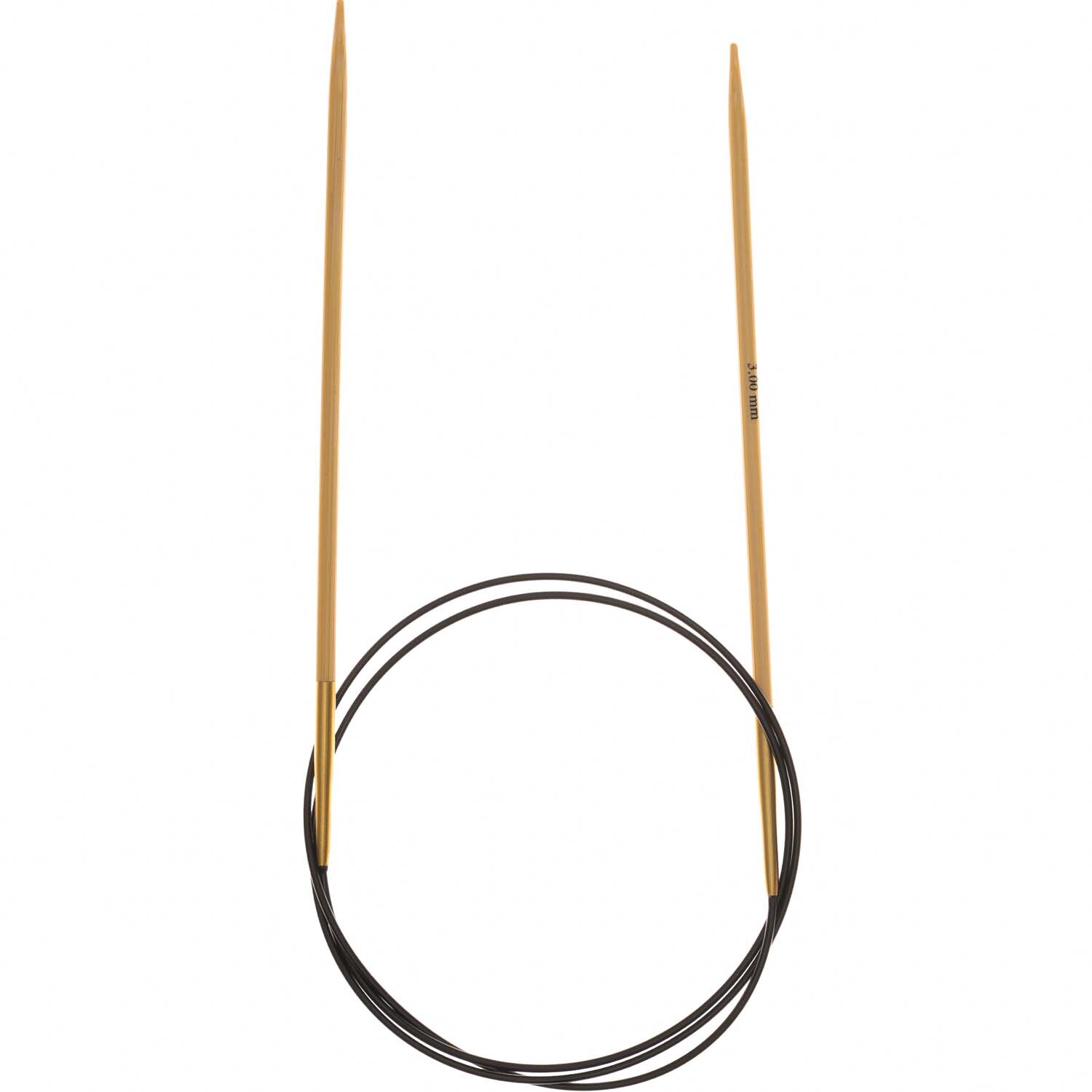 Rundstricknadel 80cm Bambus von Rico Design, aus glattem Bambus mit flexiblem Kabel, ideal für Strickprojekte.