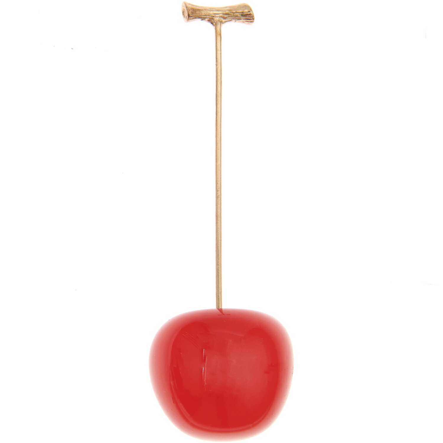 Pin Kirsche, Rico Design, 6,3cm, glänzender Frucht-Pin mit langem metallischem Stiel als auffälliges Modeaccessoire