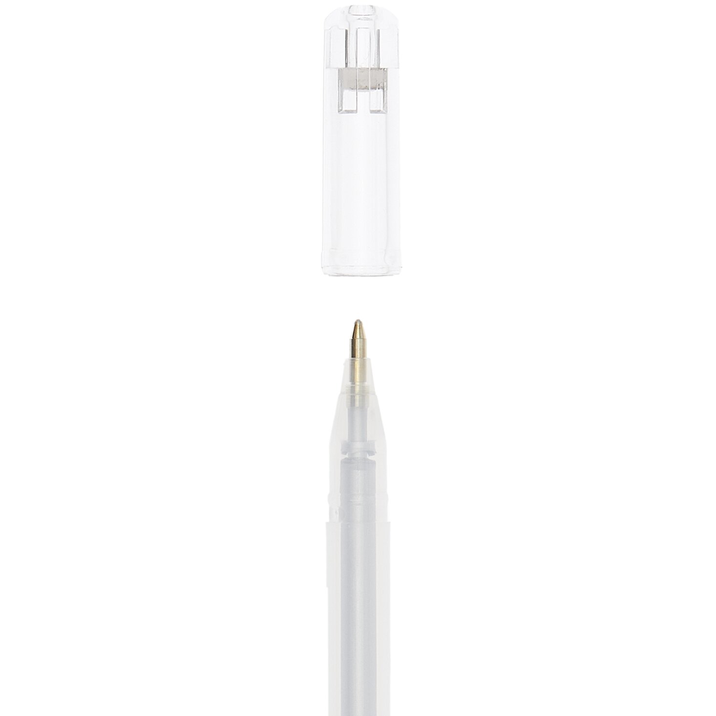 Gelstift Metallic 0,8mm von Rico Design in Silber, mit abnehmbarem transparentem Deckel und feiner Spitze. Ideal für präzises Schreiben.