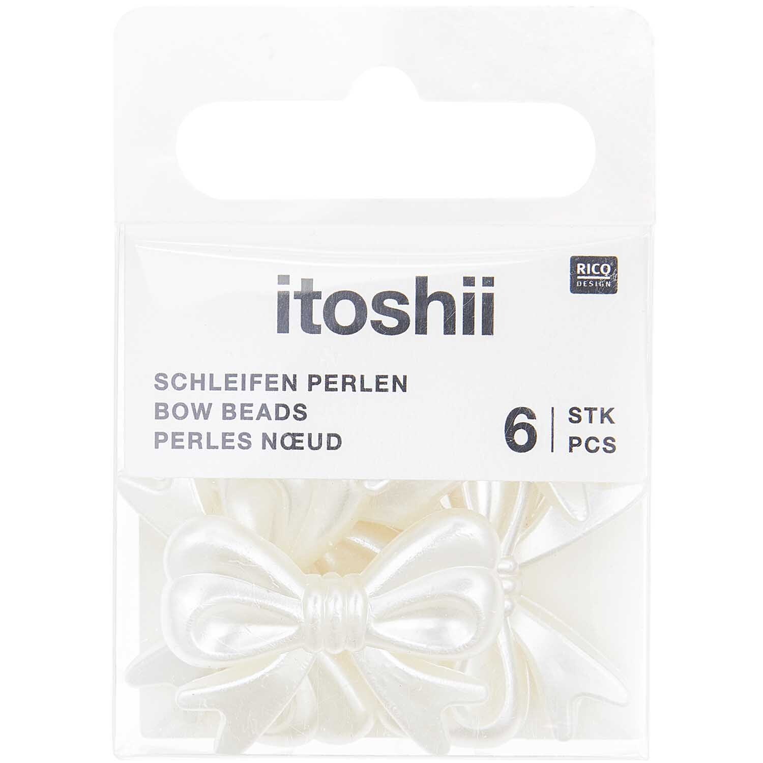 itoshii Schleifen Perlen Perlweiß 23x29x6mm 6 Stück von Rico Design